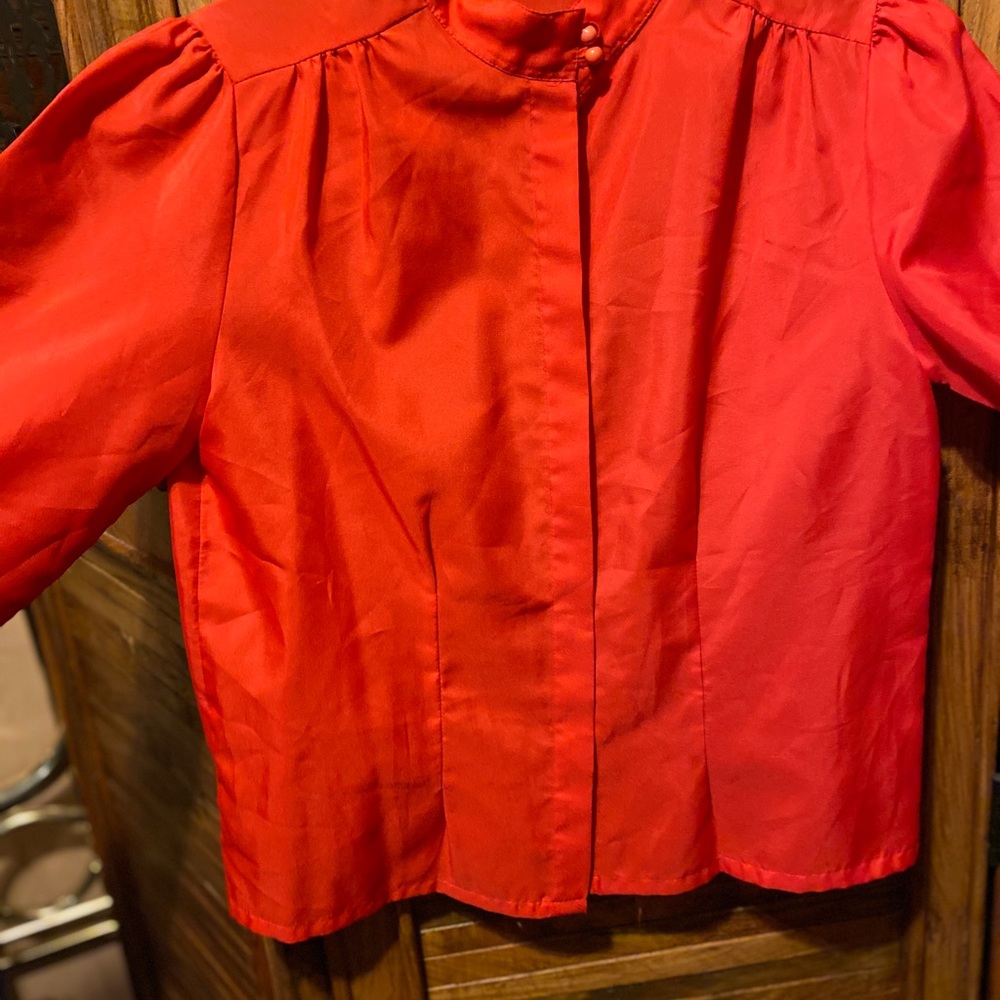 Vintage Secretary Blouse High Button Neck - Picture 4 of 7